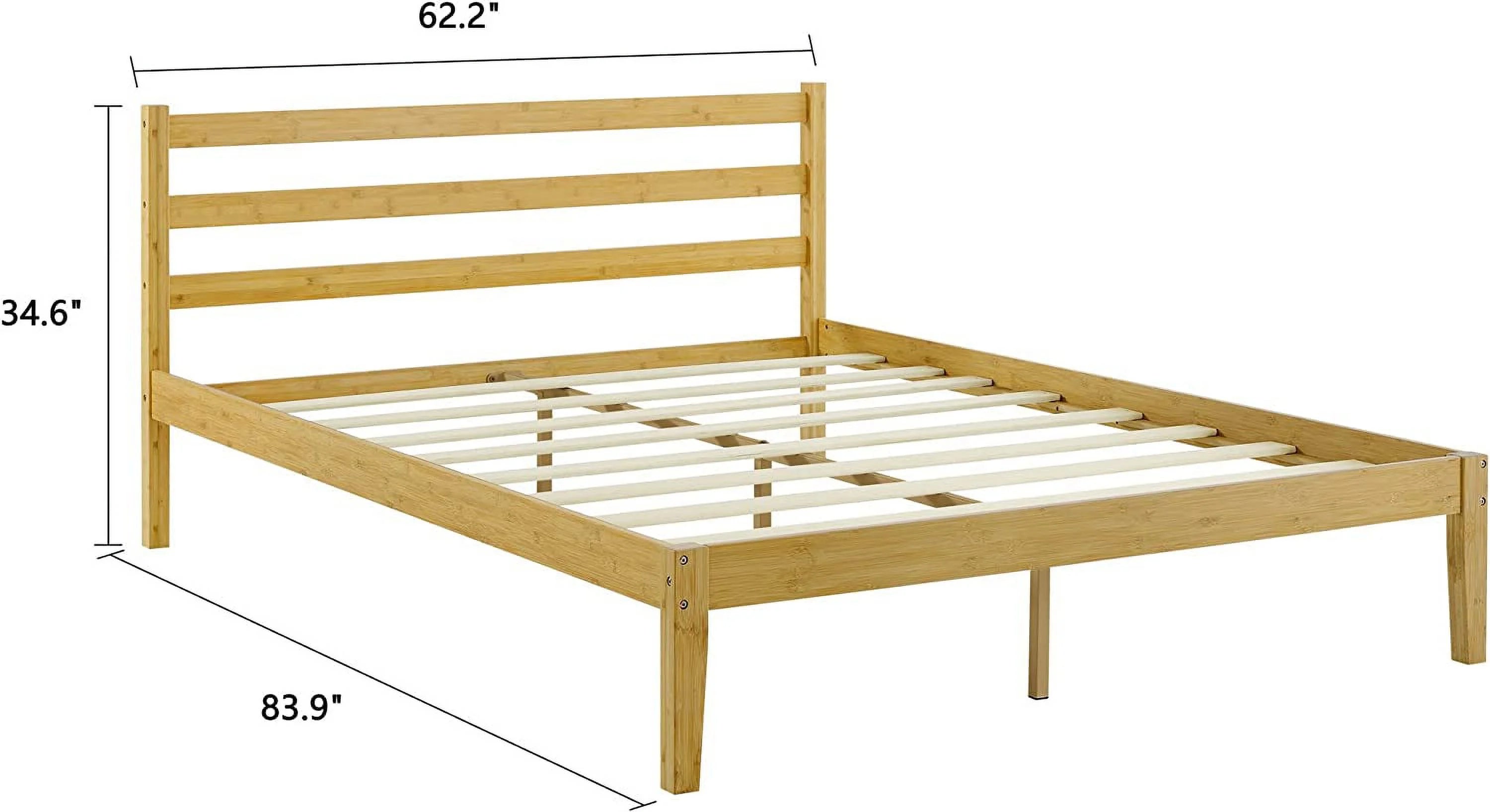 Natural Bamboo Queen Platform Bed Frame With Headboard P621