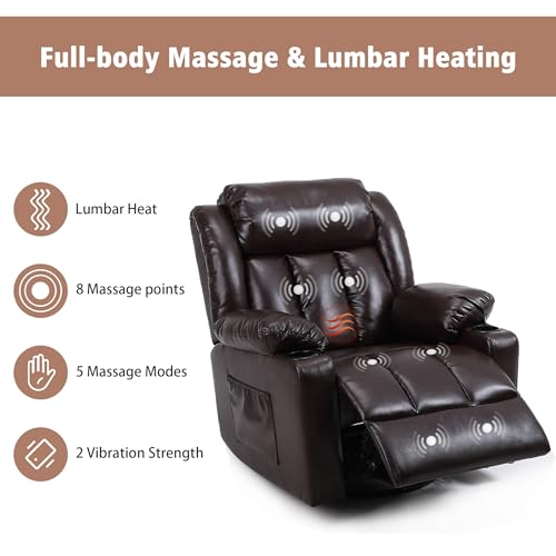 Overstuffed Manual Recliner Chair with Massage and Heat, Lime Gray T731