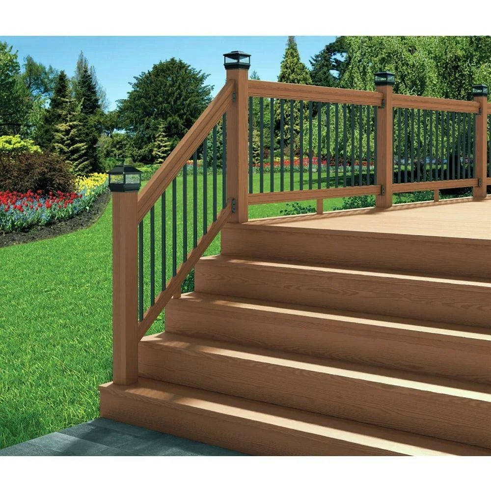 6 ft. Redwood Deck Rail Kit with Black Aluminum Balusters P9006