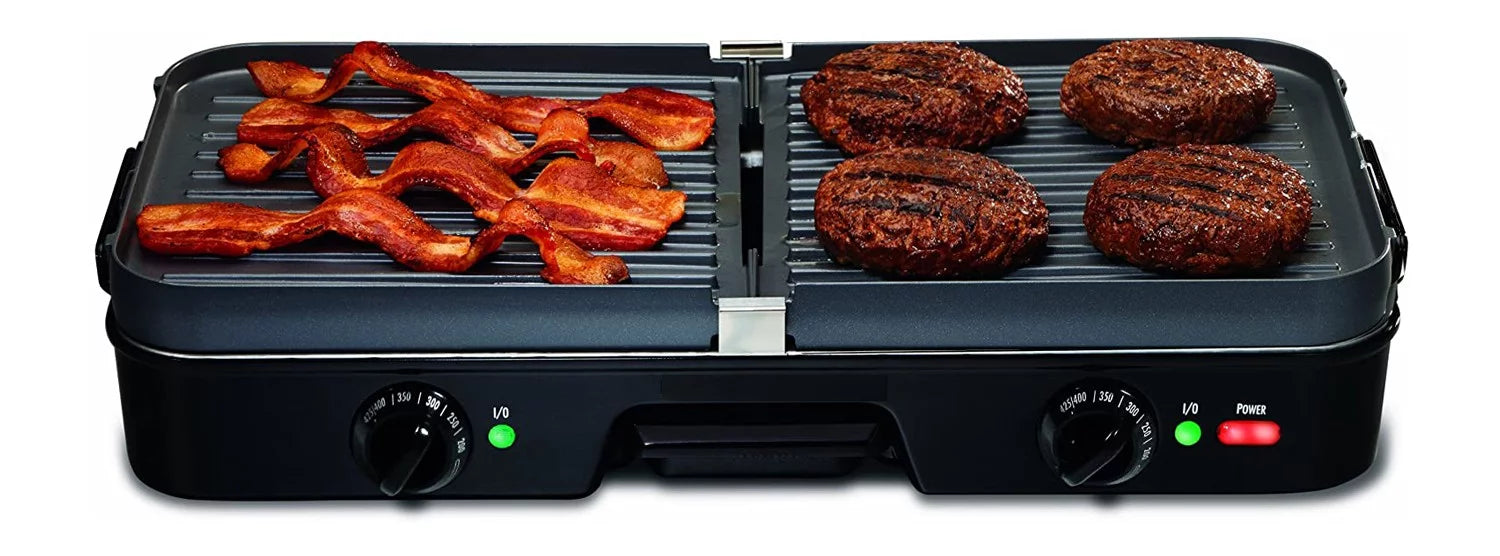 3-In-1 Nonstick Electric Griddle Grill with Reversible Plates Y875