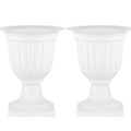 White Pedestal Plastic Urn Planter Set of 2 J13035