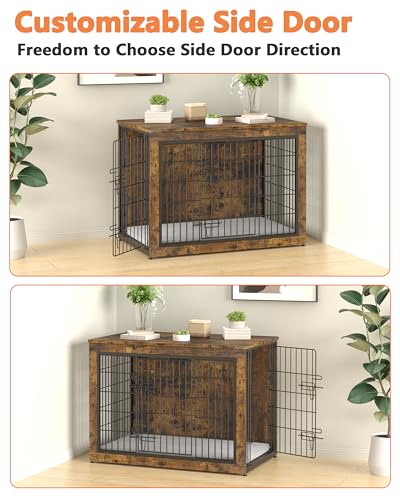 Grey 27" Wooden Dog Crate with Double Doors G613