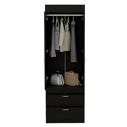 White 2 Door 1 Drawer Wood Armoire Wardrobe W65892