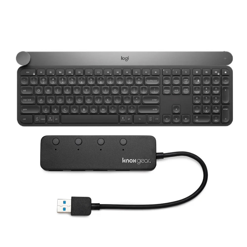 Wireless Keyboard with Creative Input Dial and 4 Port USB 3.0 HUB F4919