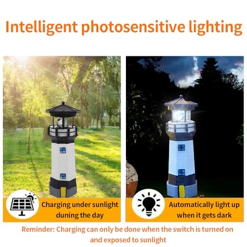 Black and White Solar LED Lighthouse D5861