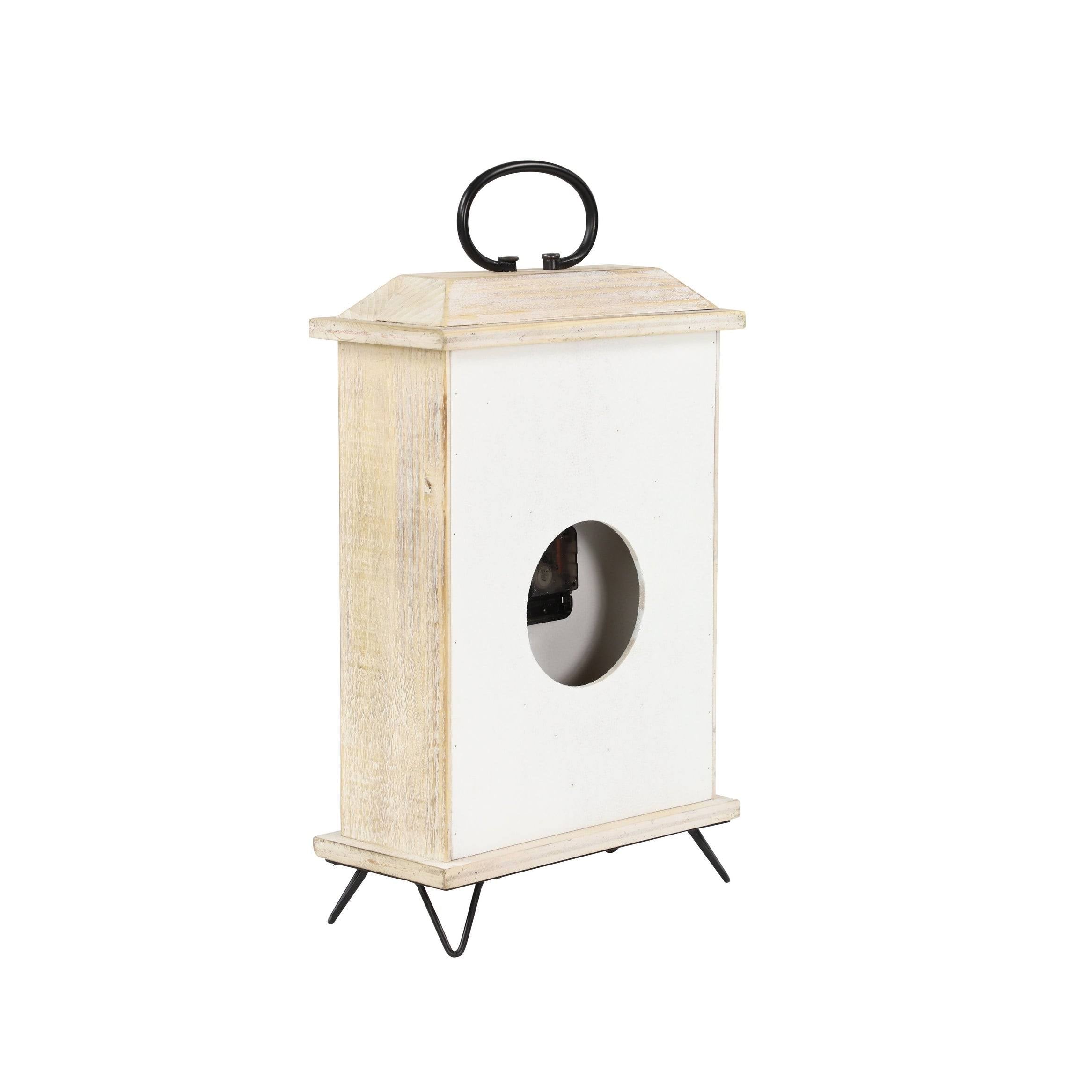 Rectangular Beige Wooden Table Clock O841