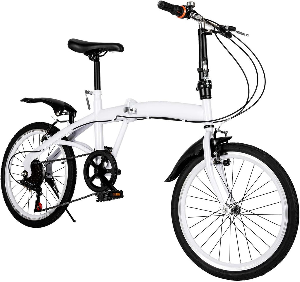 20 Inch 6 Speed Folding Bicycle White C43335