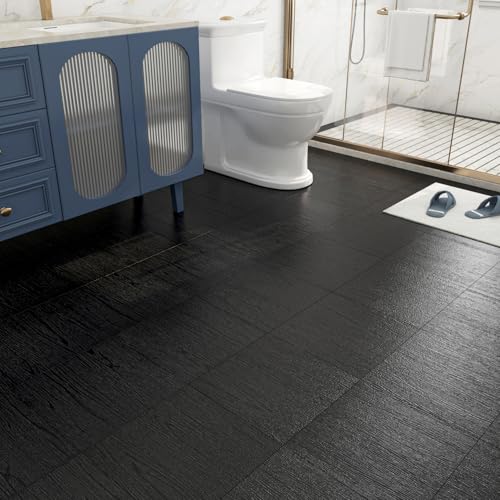 17-Pack 6"x36" Black Wood Luxury Vinyl Plank Flooring Peel and Stick Tiles Q126697