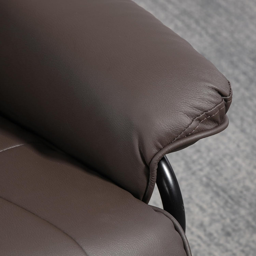 Brown PU Leather Manual Swivel Recliner Chair with Footrest S587819