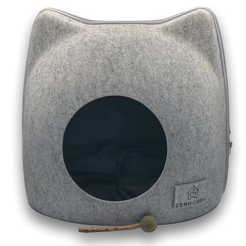 Cat wool cave bed grey U89291