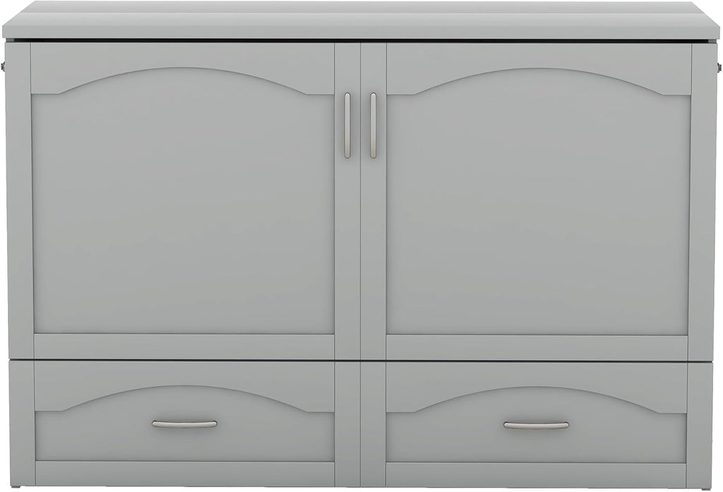 Gray Queen Size Murphy Bed with Storage Drawers P963