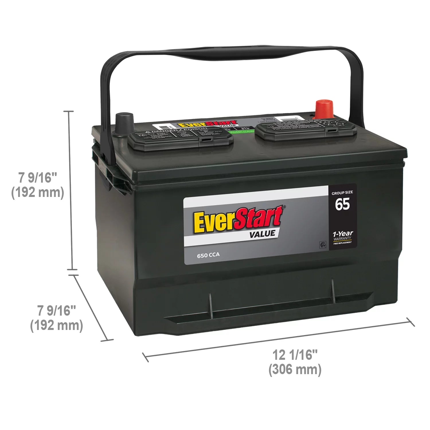 Group Size 65 12 Volts 650 CCA Lead Acid Automotive Battery I8812