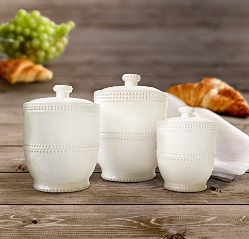 3-Piece Ceramic Canister Set White I943779